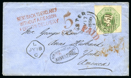 1856 (Jul 17) Envelope from Exeter to the USA with