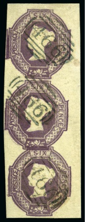 Stamp of Great Britain » 1847-54 Embossed 1854 6d Right marginal vertical strip of three wit