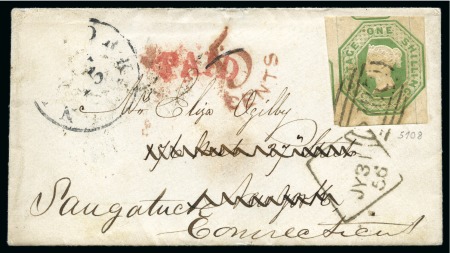 Stamp of Great Britain » 1847-54 Embossed 1856 (Jul 31) Envelope from Dublin, Ireland, trans