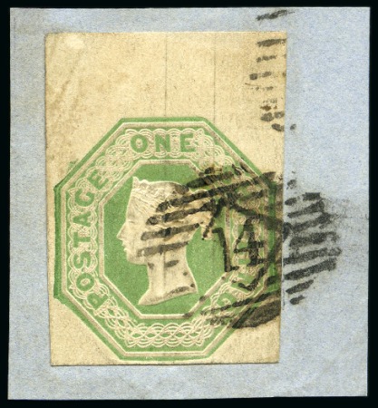 Stamp of Great Britain » 1847-54 Embossed 1847 1s Green top marginal with fine margins elsew