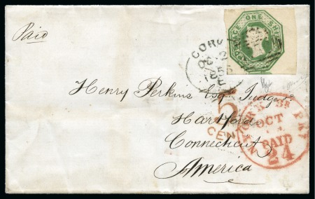 Stamp of Great Britain » 1847-54 Embossed 1856 (Oct 2) Wrapper from Cork, Ireland, sent tran