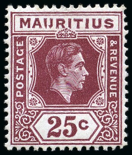 Stamp of Mauritius 1938-49 25c Brown-Purple mint hr with "IJ" variety