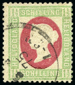 Stamp of German States » Heligoland 1869-73 1 1/2sch Green & Rose with neat cds, very 