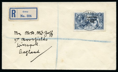 Stamp of Ireland » 1925 Narrow Date Overprints (T66-T68) 1925 Narrow Date 10s tied to envelope from Gorey (