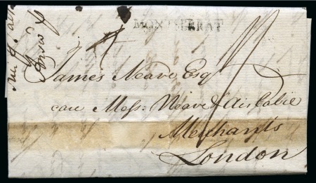 Stamp of Montserrat 1791 (Apr 21) Entire to London with "Montserrat" straight line hs (type N1),