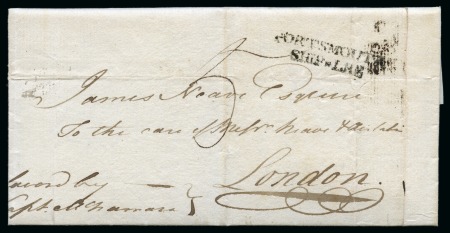 Stamp of Montserrat 1793 (Jun 6) Entire to London endorsed "favoured b