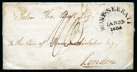 Stamp of Montserrat 1804 (Jan 23) Entire to London with clear strike o