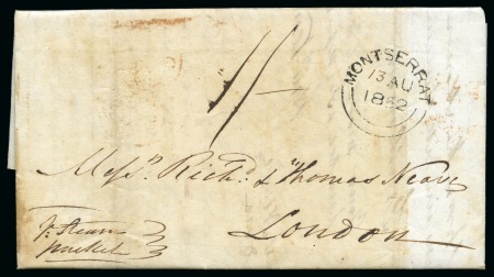 Stamp of Montserrat 1852 (Aug 13) Entire to London with despatch "MONT