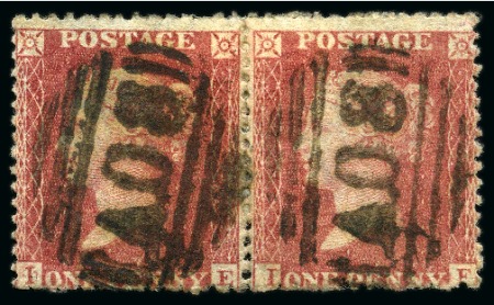 Stamp of Montserrat 1857 GB 1d Rose-Red pair with two neat "A08" numer