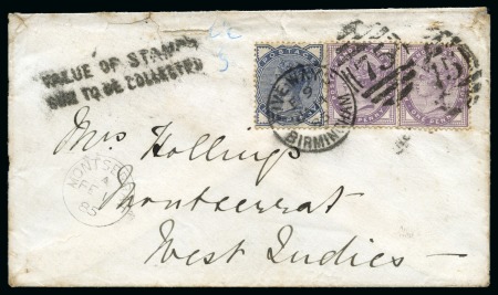 Stamp of Montserrat 1885 (Jan 14) Incoming envelope with GB 1881 1d li