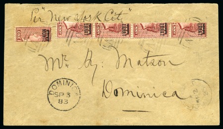 Stamp of Montserrat 1883 (Sep 2) Envelope to Dominica with 1883 1d ver