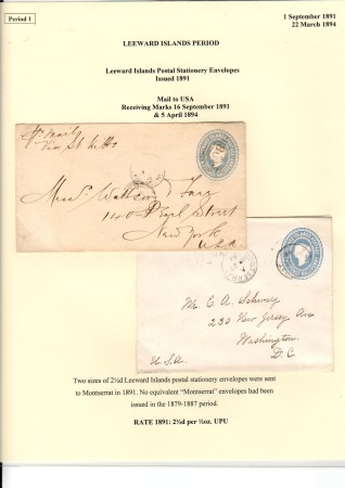 Stamp of Montserrat 1891 & 1894 Pair of 2 1/2d Leeward Islands postal 