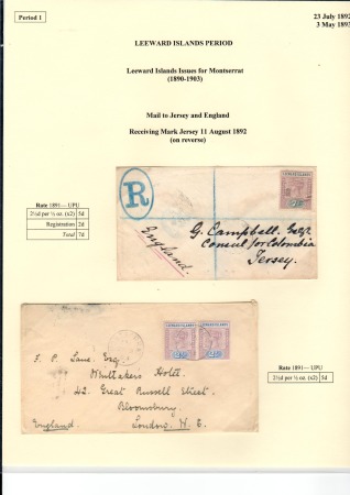 Stamp of Montserrat 1892 & 1893 Pair of covers, one with Leeward Islan