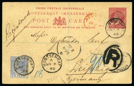 Stamp of Montserrat 1895 (Mar 6) Leeward Islands 1d postal stationery 