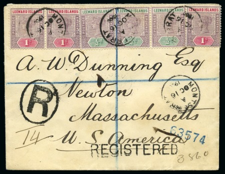 Stamp of Montserrat 1900 (Oct 16) Envelope sent registered to the USA 