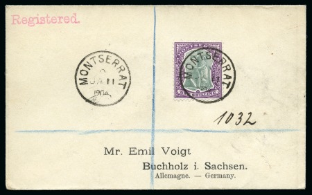 Stamp of Montserrat 1904 (Jan 11) Envelope sent registered to Germany 
