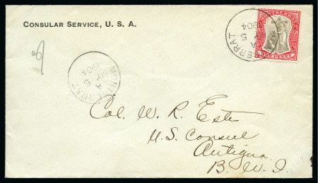 Stamp of Montserrat 1904 (May 5) USA Consular envelope to Antigua with