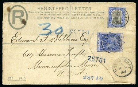Stamp of Montserrat 1903 (Dec 3) 2d Registration envelope sent to the 