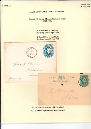 1908 Pair of Leeward Islands postal stationery ite