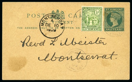 Stamp of Montserrat 1909 (Dec 6) St. Vincent 1/2d postal stationery ca