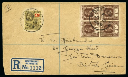 Stamp of Montserrat 1928 (Jul 18) Envelope sent registered to British 