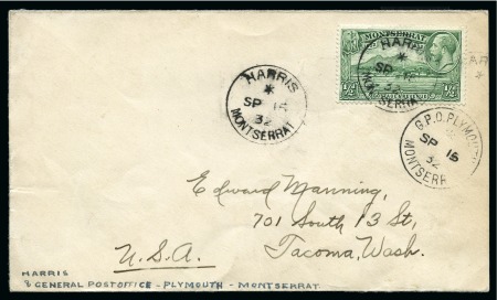 Stamp of Montserrat 1932 (Sep 15) Envelope to the USA with 1932 1/2d t