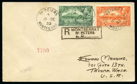 Stamp of Montserrat 1932 (Oct 10) Envelope sent registered to the USA 
