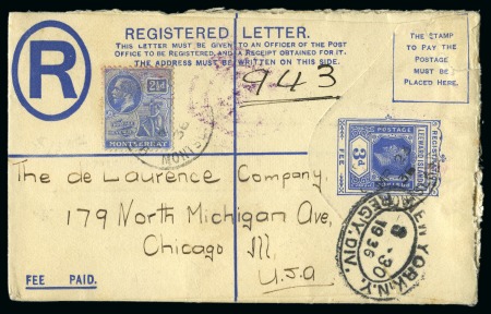 Stamp of Montserrat 1936 (Mar 23) Leeward Islands 3d registered envelo