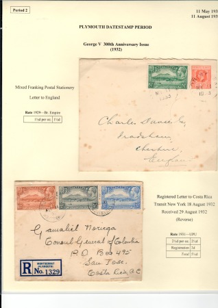 Stamp of Montserrat 1932 & 1933 Pair of covers, one Leeward Islands 1d