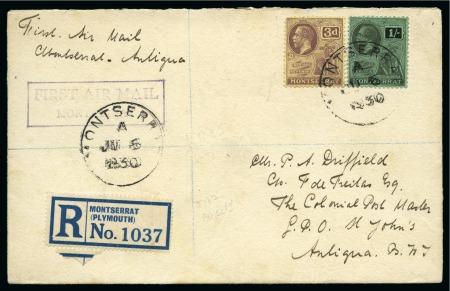 Stamp of Montserrat 1930 (Jun 30) First Air Mail to St. Kitts, cover t