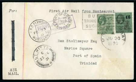 Stamp of Montserrat 1930 (Jun 30) First Air Mail to St. Kitts, cover t
