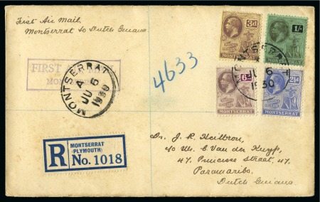 Stamp of Montserrat 1930 (Jun 30) First Air Mail to St. Kitts, cover r