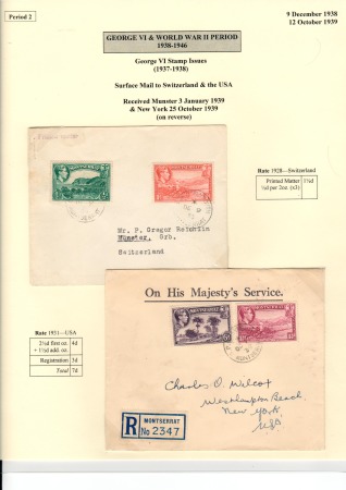 Stamp of Montserrat 1938 & 1939 Trio of covers with 1938-48 frankings,