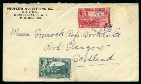 Stamp of Montserrat 1939 (Dec 15) Commercial envelope with 1938-48 1d 