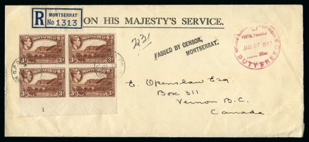 Stamp of Montserrat 1942 (Jan 13) OHMS envelope sent registered to Can