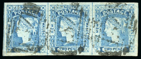 Stamp of Australia » New South Wales 1851-55 2d Ultramarine in a superb strip of three,