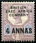 Stamp of Kenya, Uganda and Tanganyika » British East Africa 1890 1/2a on 1d, 1a on 2d and 4a on 5d complete se
