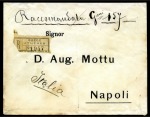 1896 (Jul 20) Envelope sent registered to Italy with 1896 Olympics 2D & 1D