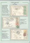 1873-1877, Cartes postales précurseurs et Avis roses avec Cérès dentelés en Algérie  Collection de 9 cartes postales précurseurs et 3 avis rose sur 5 pages d'exposition