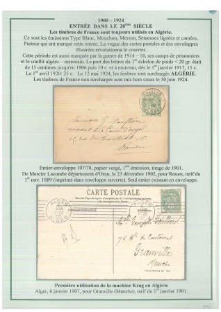 Stamp of Colonies françaises » Algérie 1900-1939, Très belle collection de 284 lettres sur pages d'exposition en 4 albums avec les timbres français utilisés en Algérie