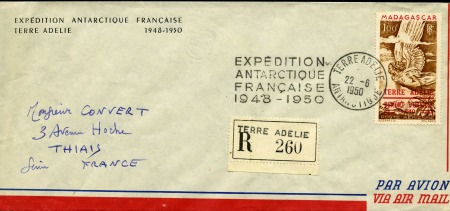 Stamp of Colonies françaises » TAAF 1950, lettre de expédition 