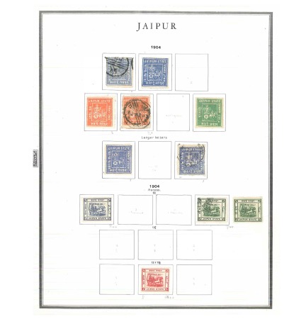 Stamp of Indian States » Jaipur 1904-49 Specialised collection of well over 100 mint and used stamps housed on album page