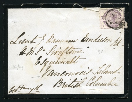 Stamp of Canada » British Columbia and Vancouver 1884 Mourning envelope to HMS Swiftsure at VANCOUVER ISLAND