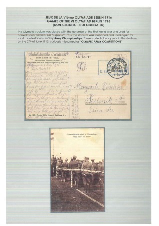 Stamp of Olympics » 1912-1916 Intervening Championships Deutsches Stadion postcard collection written up on album pages