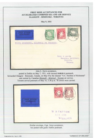 Stamp of Ireland » Airmails 1931 (May 7) Accelerated Service by Sea and Air to Toronto, two covers 