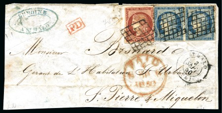 Stamp of France 1849 Rare destination SAINT PIERRE ET MIQUELON avec