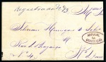 Stamp of Brazil 1866 100r Green and 200r black tied by oval ARRAIAL DA CONCEICAO on reverse of cover