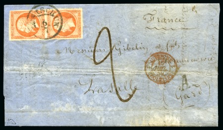 Unique Usage of Austrian Levant Rutschuk Cancellation on French Stamps