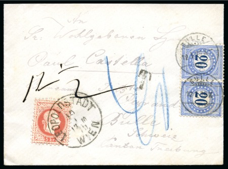 1879 Cover from Vienna to Bulle, Switzerland insufficiently