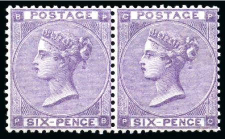 1862-64 6d Lilac pl.3 mint og horizontal pair